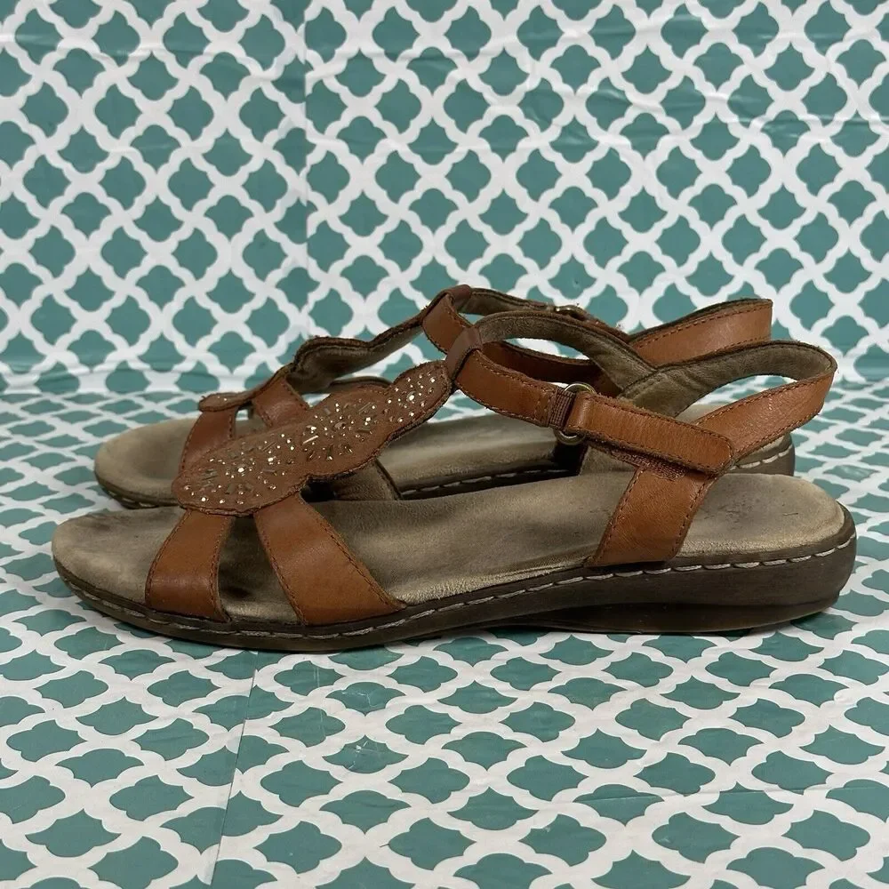 Soul Naturalizer Belle Sandals Women’s Size 9M Brown Leather Ankle Strap Studded